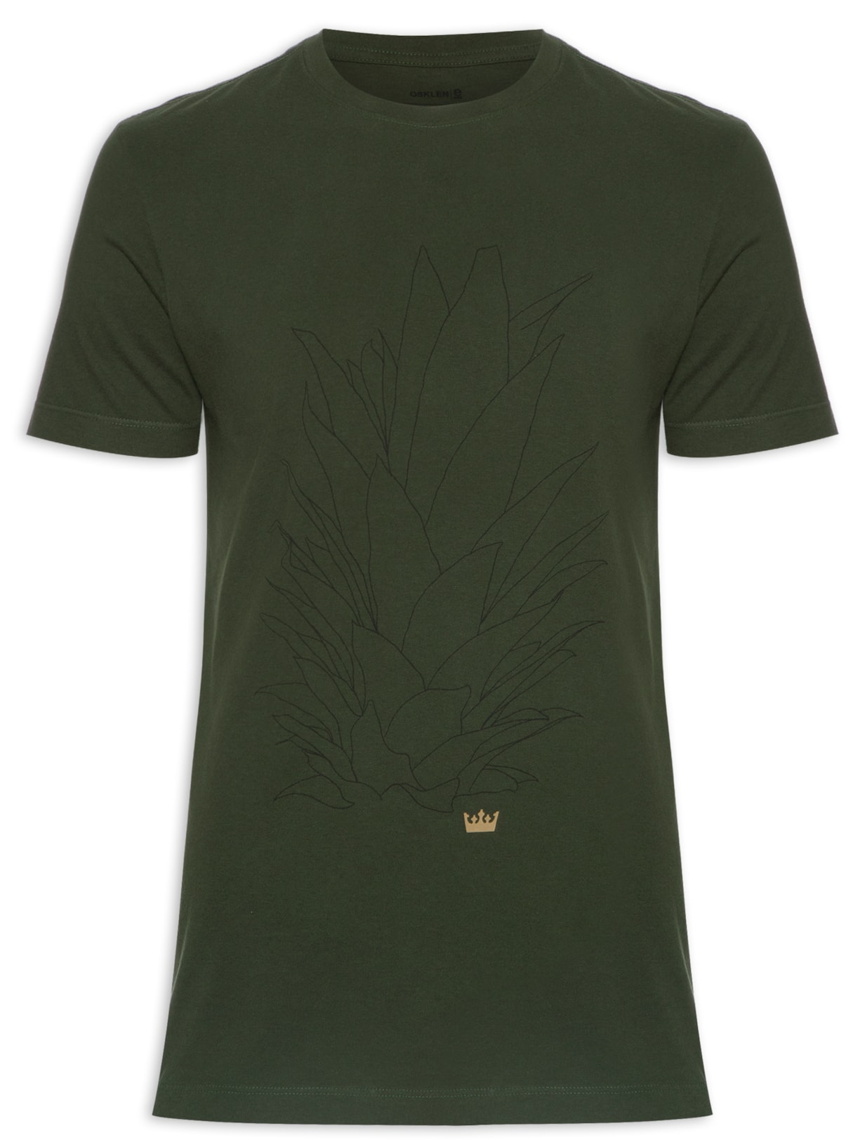 Camiseta Masculina Vintage Coroa Abacaxi Manga Curta - Verde