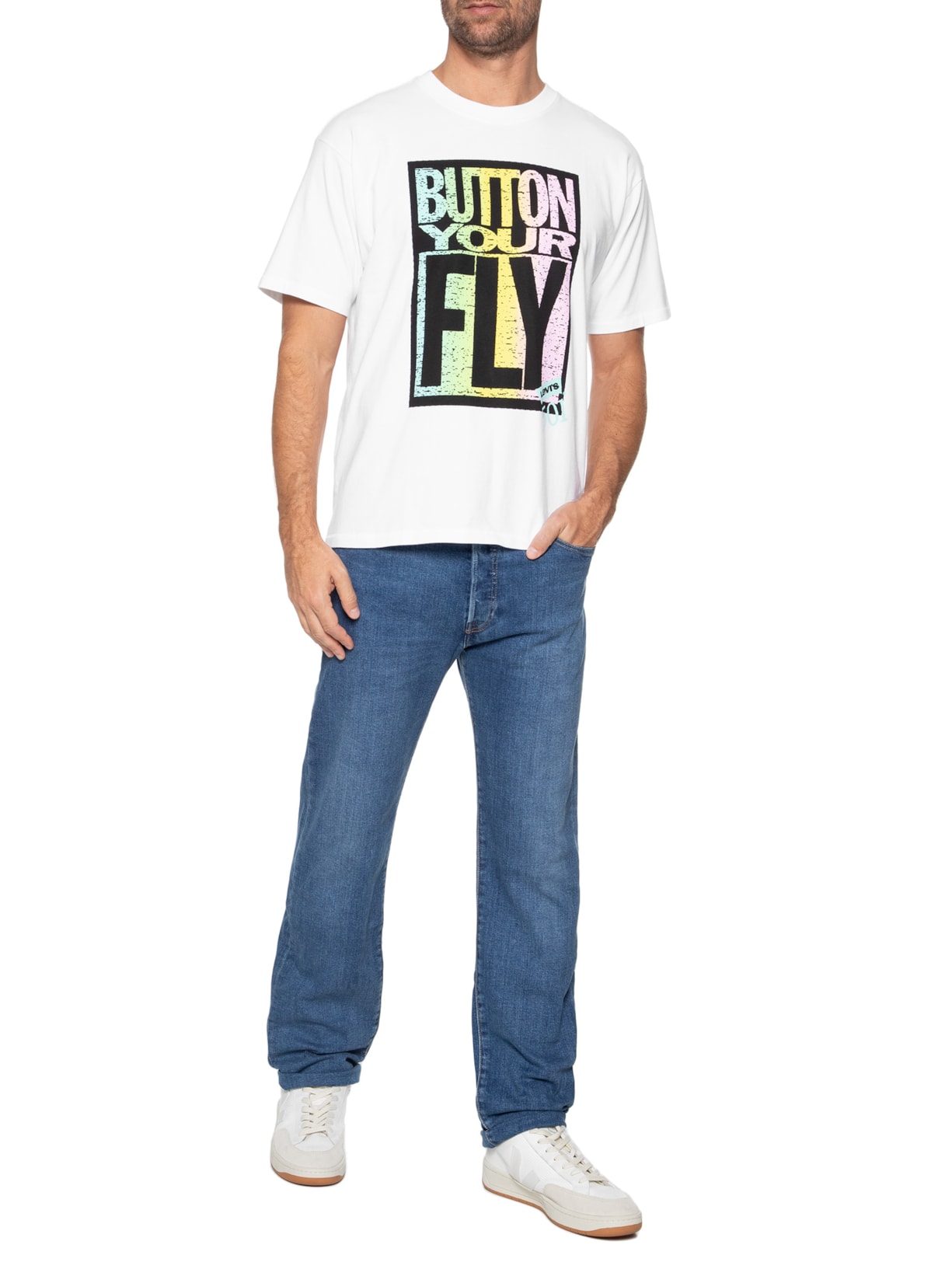 Camiseta Masculina Vintage Fit Graphic Tee Branco Levi's