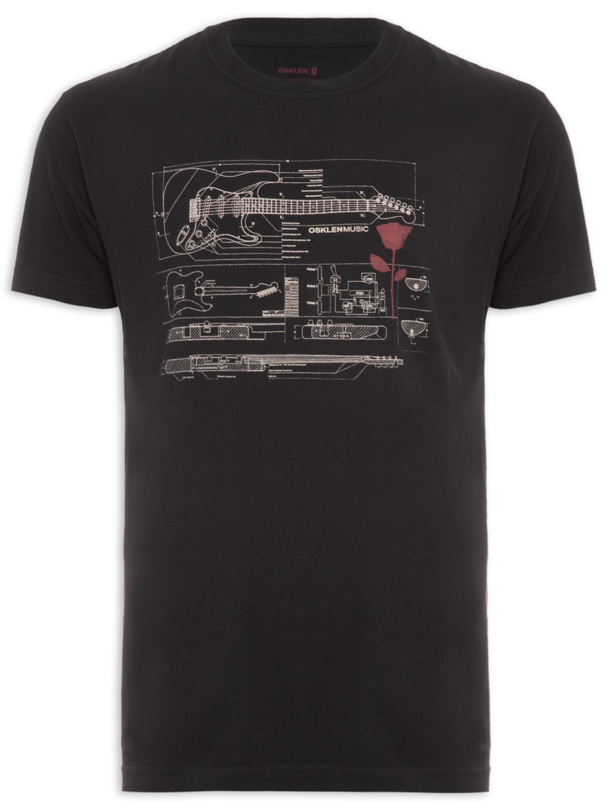 Camiseta Masculina Vintage Guitar Draw - Preto