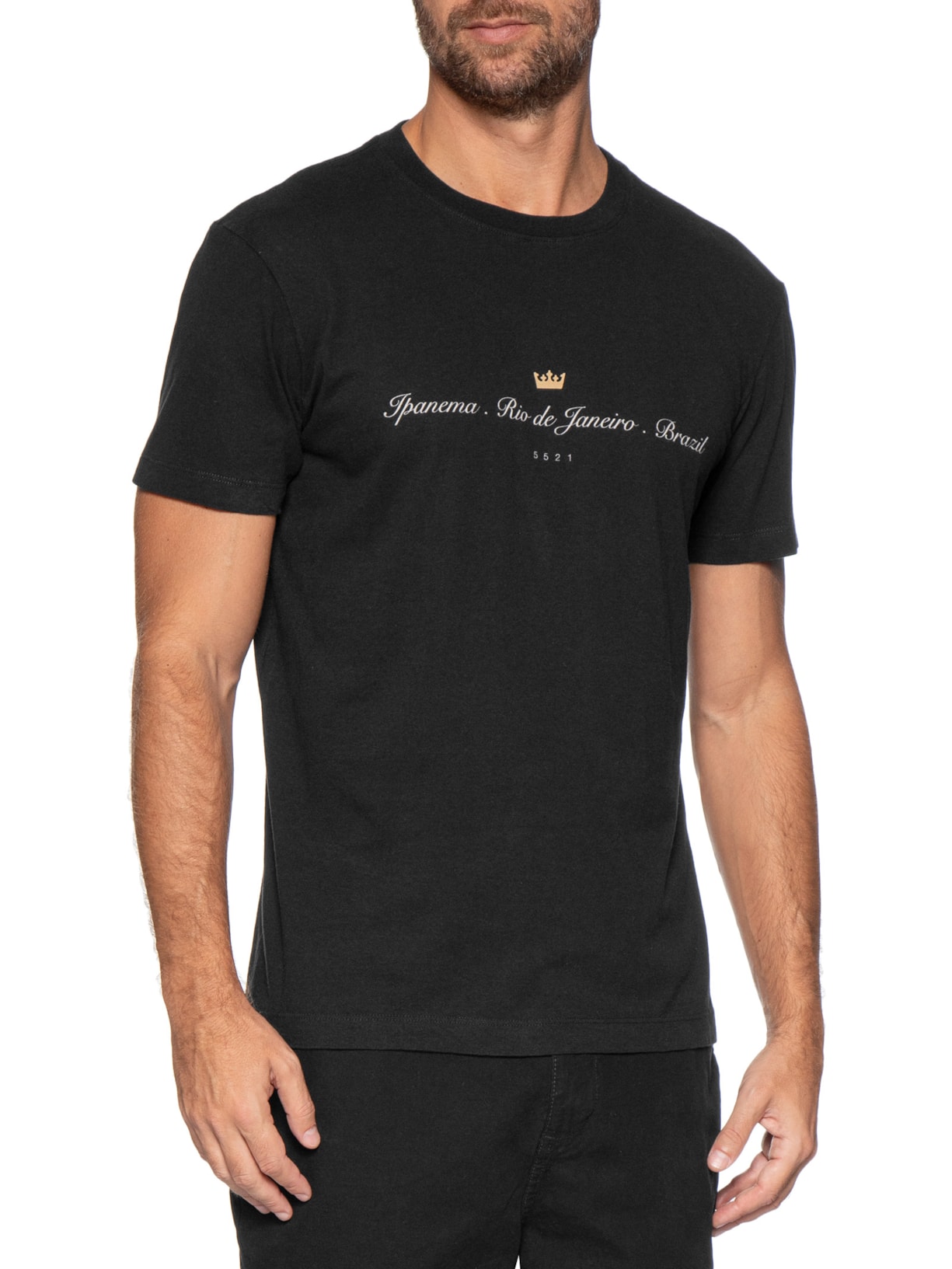 Camiseta Masculina Vintage Ipanema Rio de Janeiro Preto Osklen