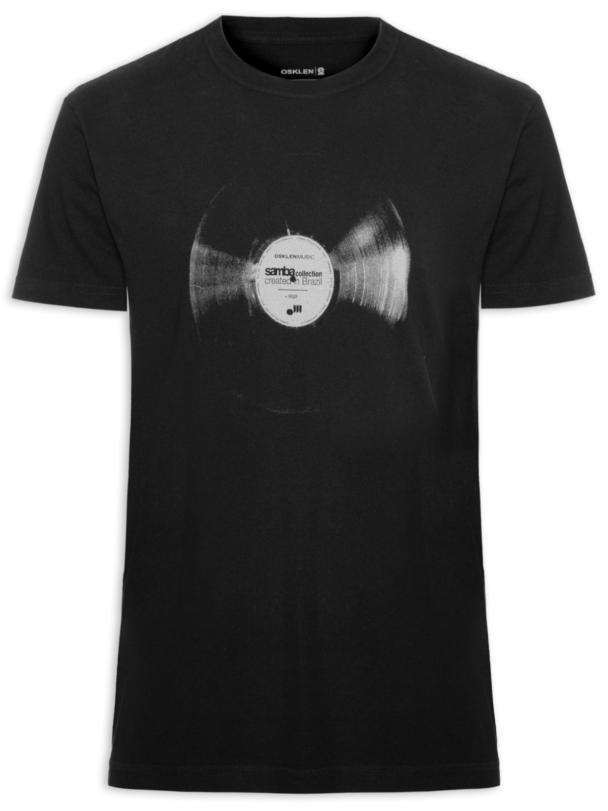 Camiseta Masculina Vintage LP Samba Manga Curta - Preto