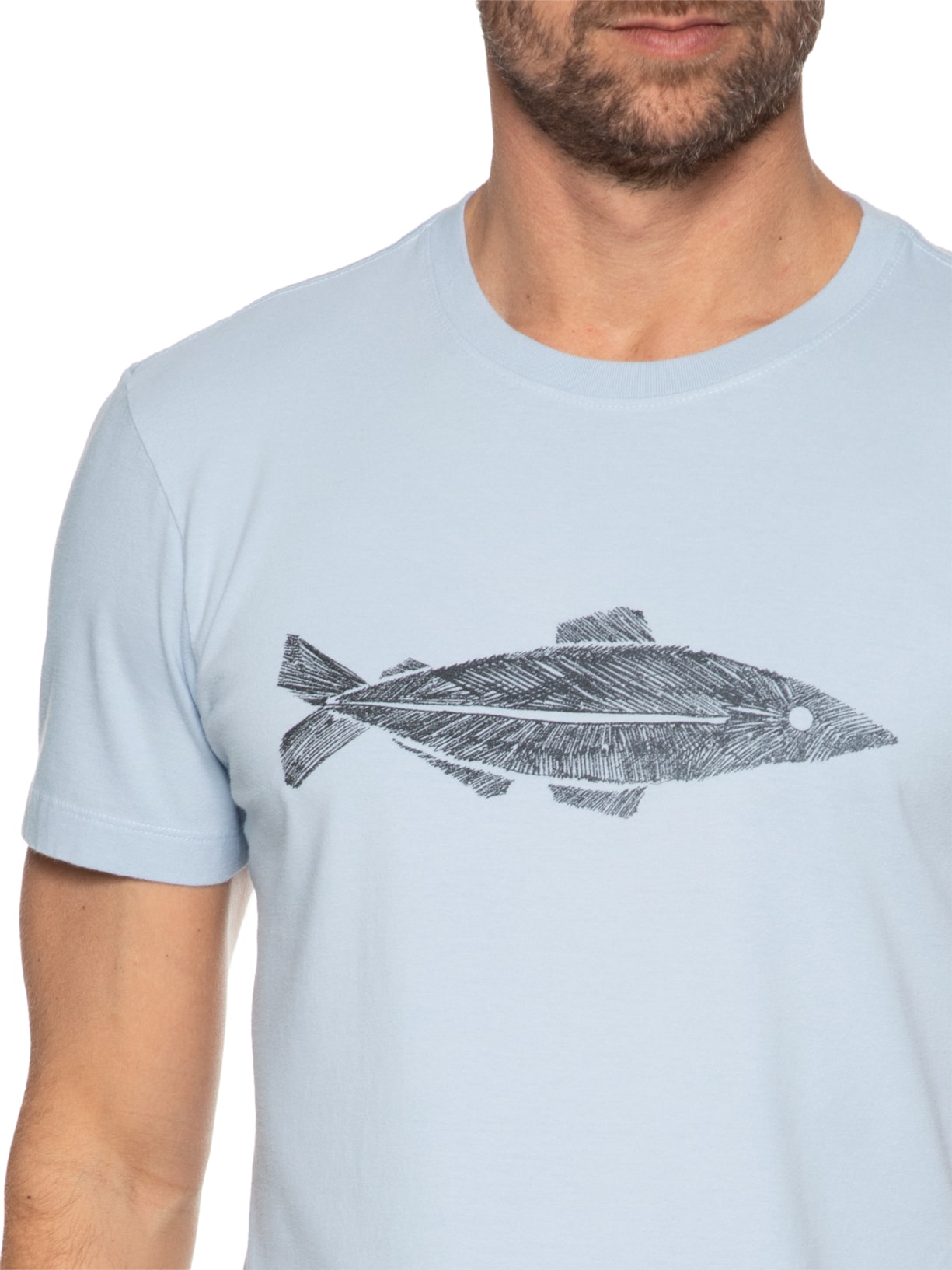 Camiseta Masculina Vintage Peixe Naive Manga Curta Azul Osklen