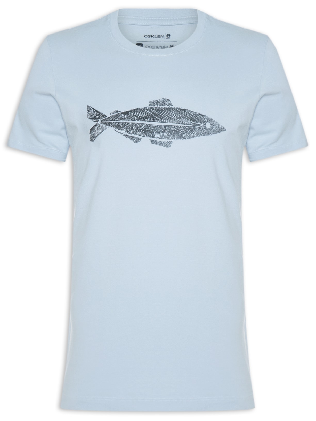 Camiseta Masculina Vintage Peixe Naive Manga Curta Azul Osklen