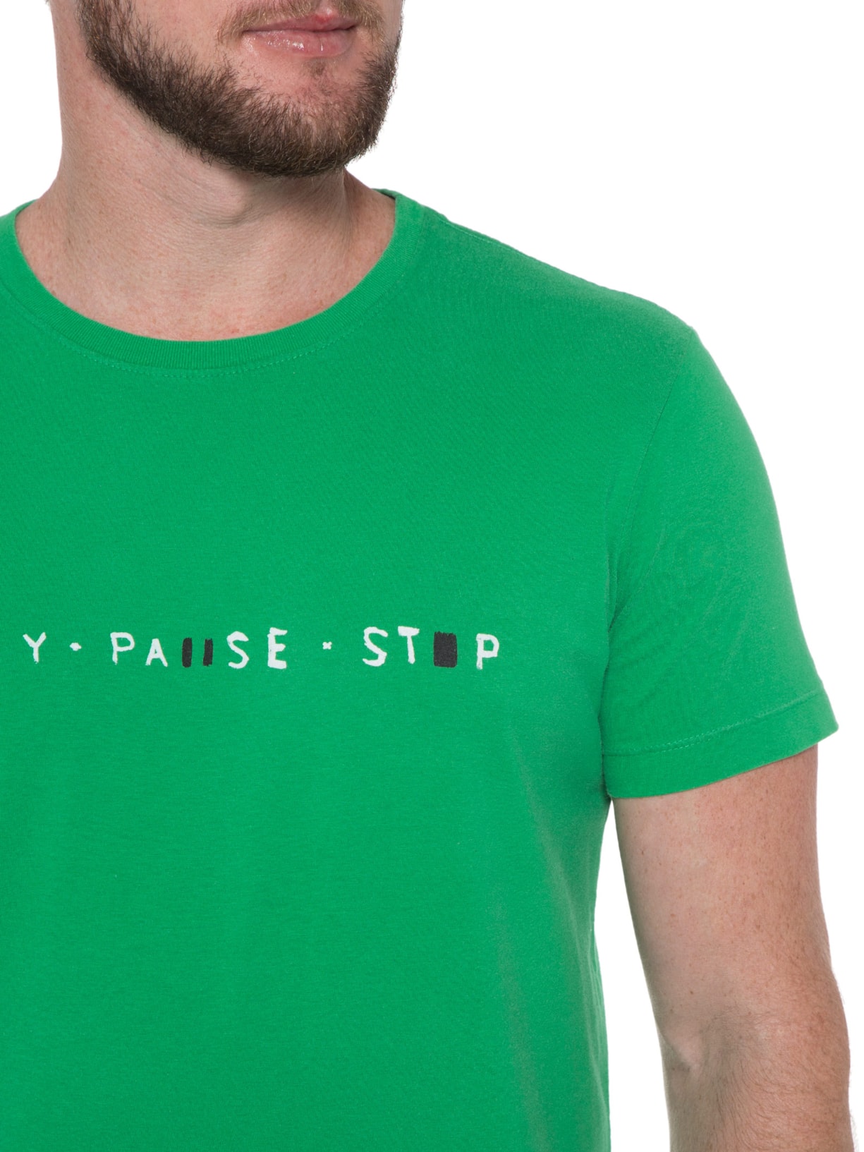 Camiseta Masculina Vintage Play Pause Stop Verde Osklen