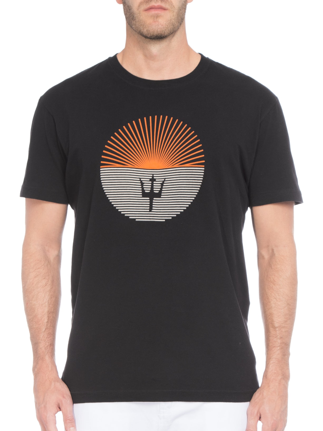Camiseta Masculina Vintage Sun Listras Preto Osklen