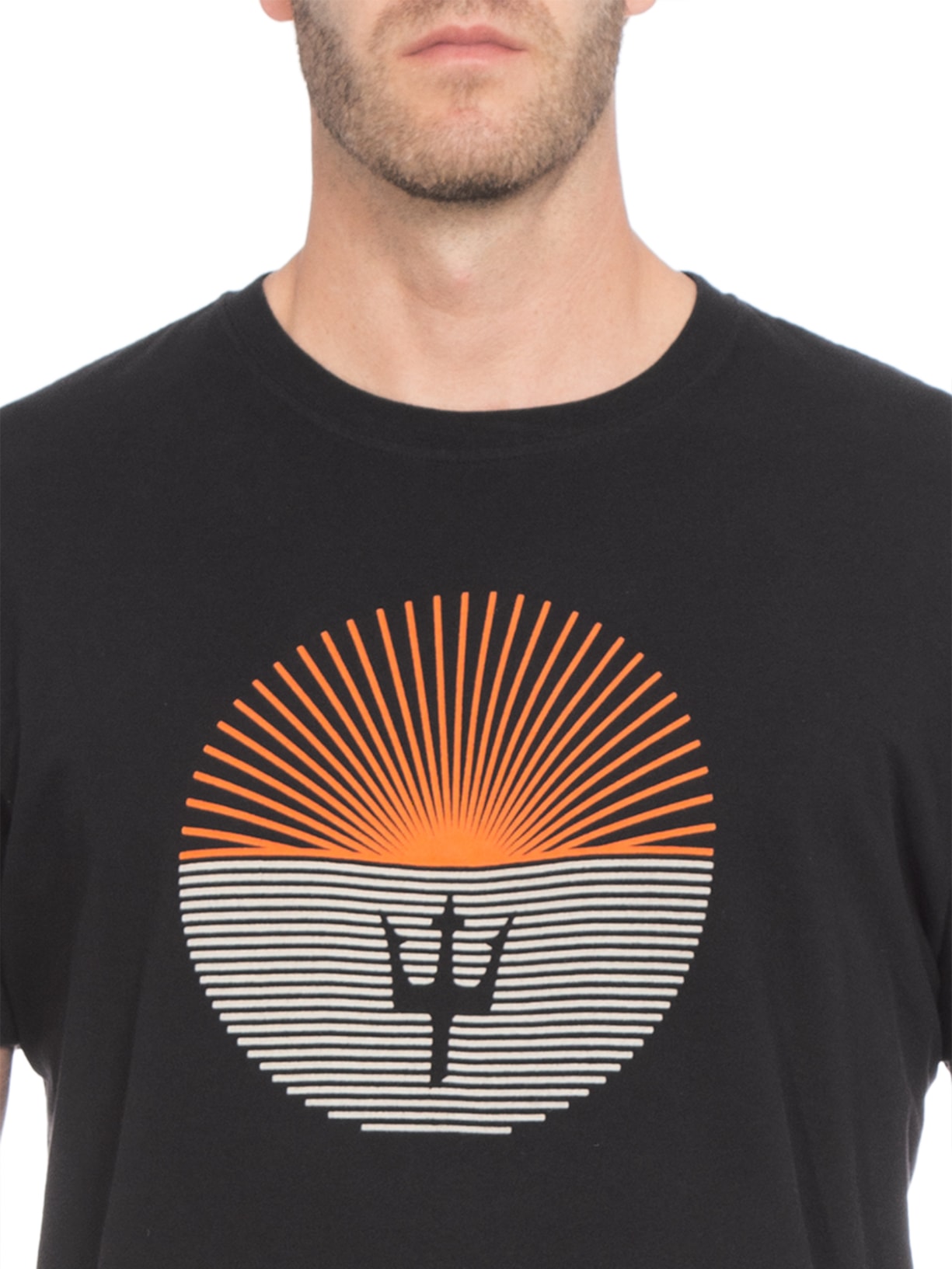 Camiseta Masculina Vintage Sun Listras Preto Osklen