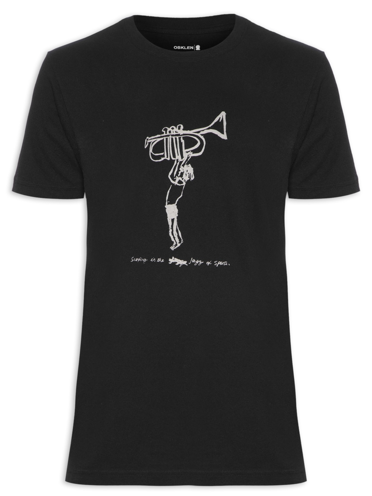Camiseta Masculina Vintage Surf & Jazz Trumpet - Preto