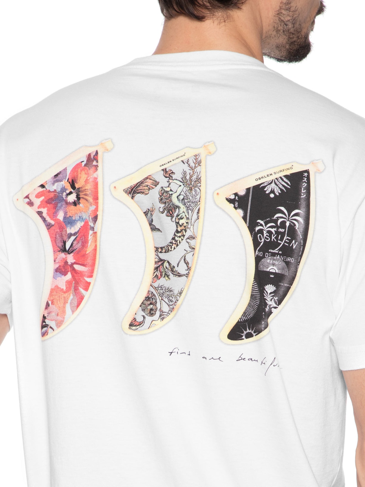 Camiseta Masculina Vintage Tres Quilhas Branco Osklen