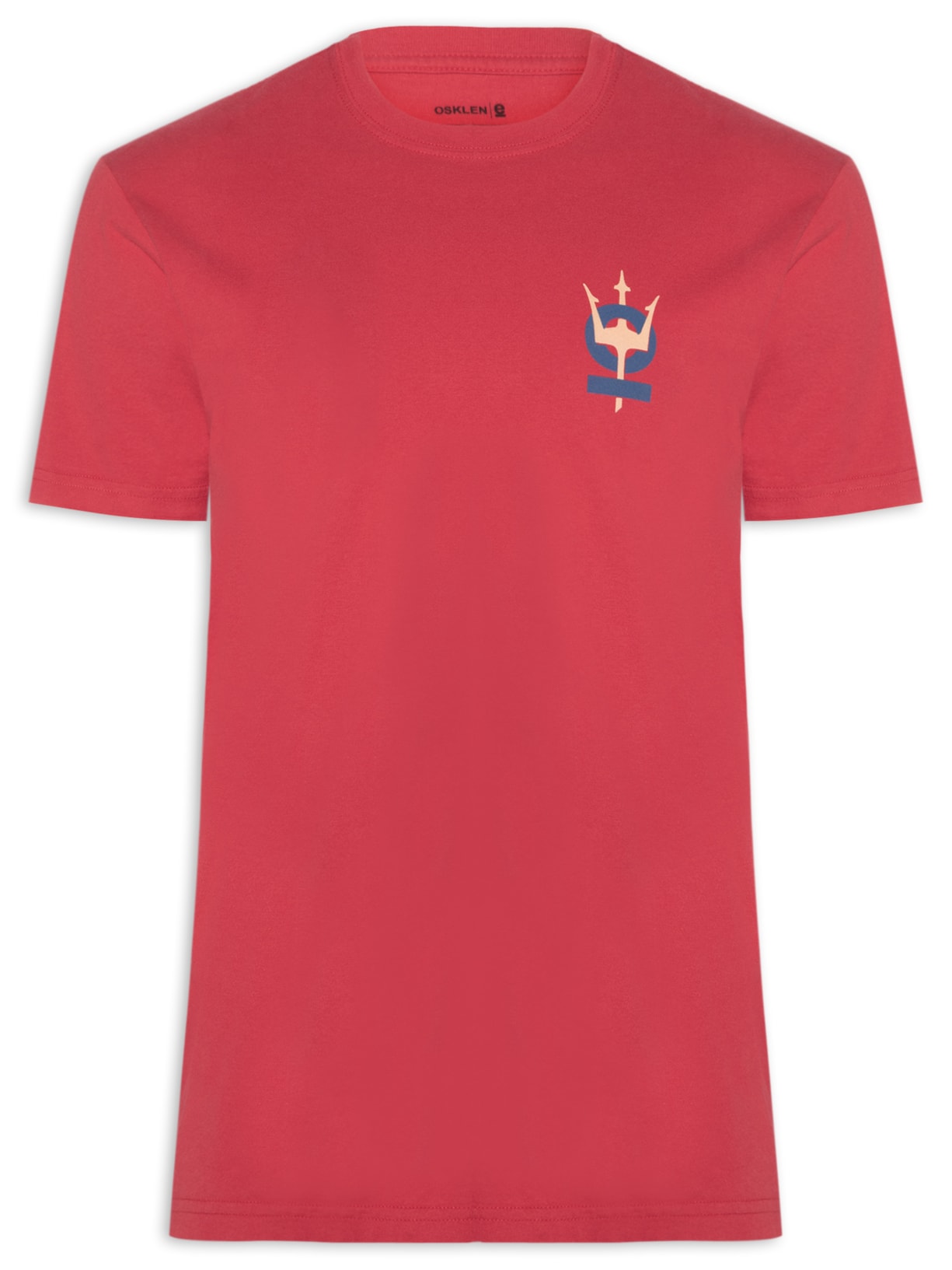 Camiseta Masculina Vintage Tridente Oceans Manga Curta Vermelho Osklen