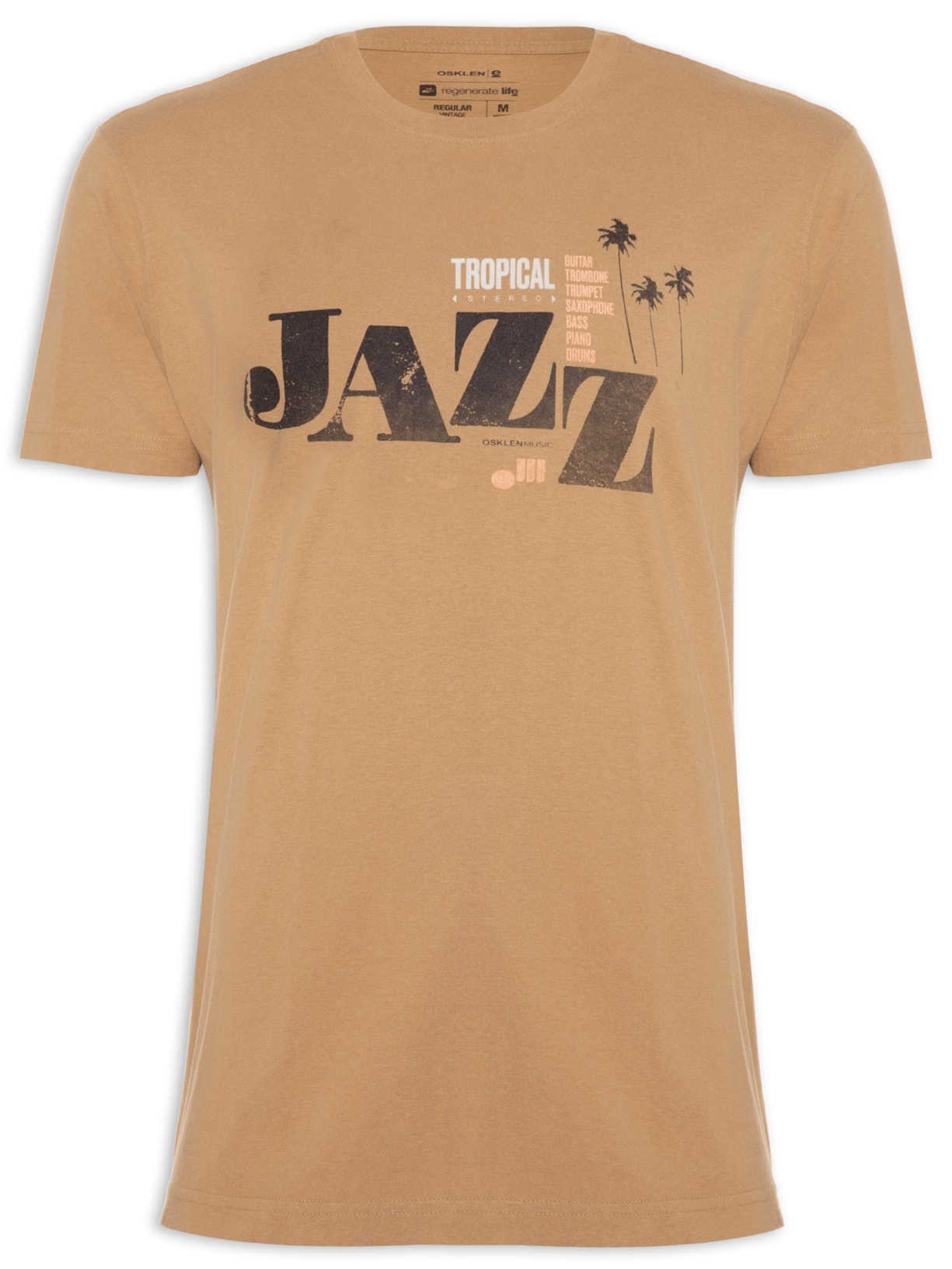 Camiseta Masculina Vintage Tropical Jazz - Marrom