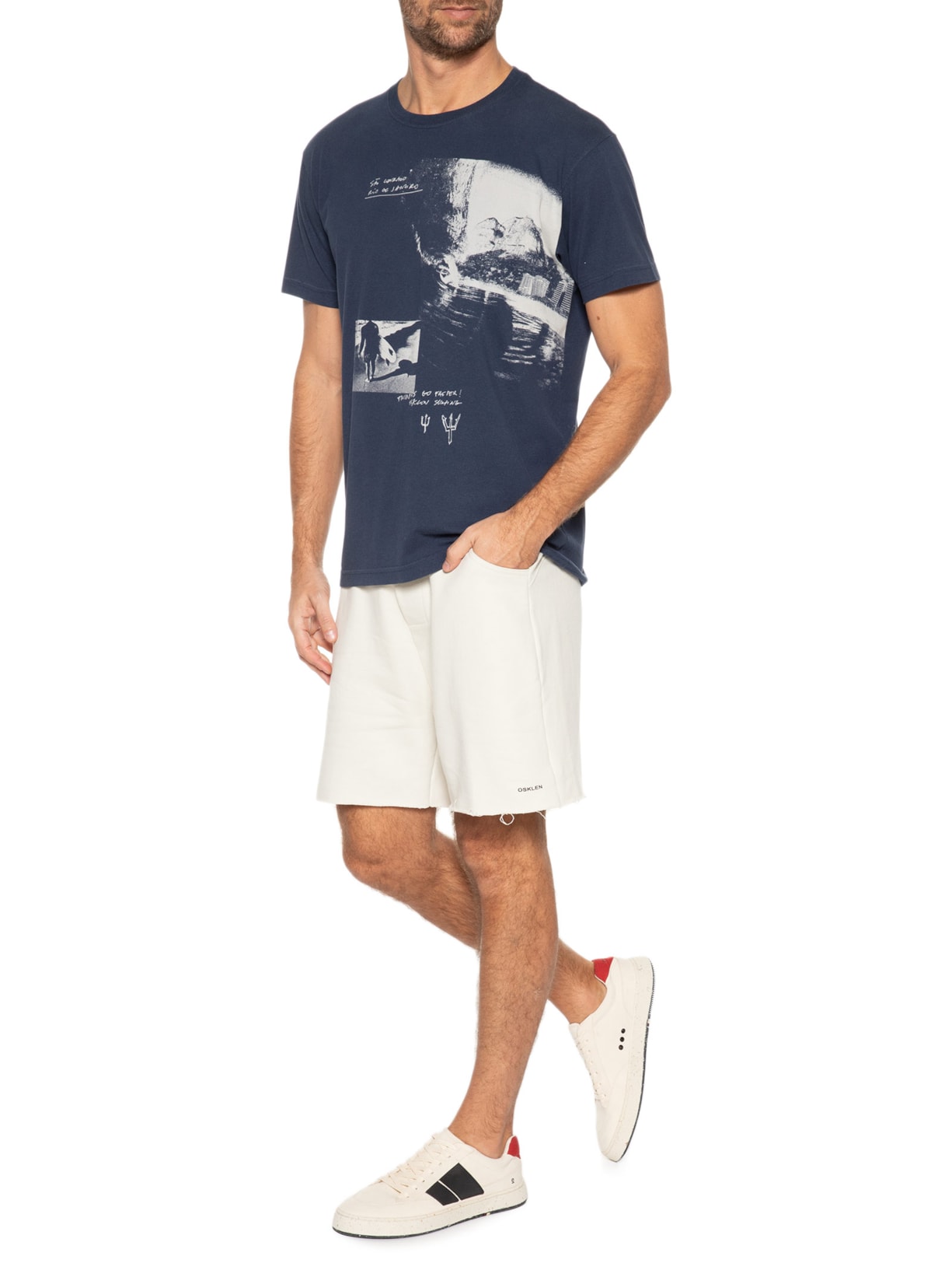 Camiseta Masculina Vintage Twinfins Go Faster Azul Osklen