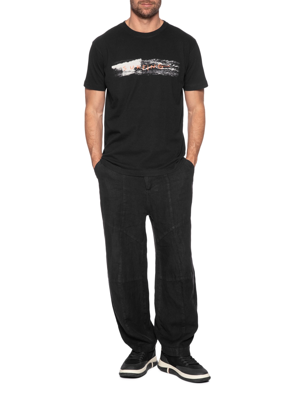 Camiseta Masculina Vintage Waves Preto Osklen