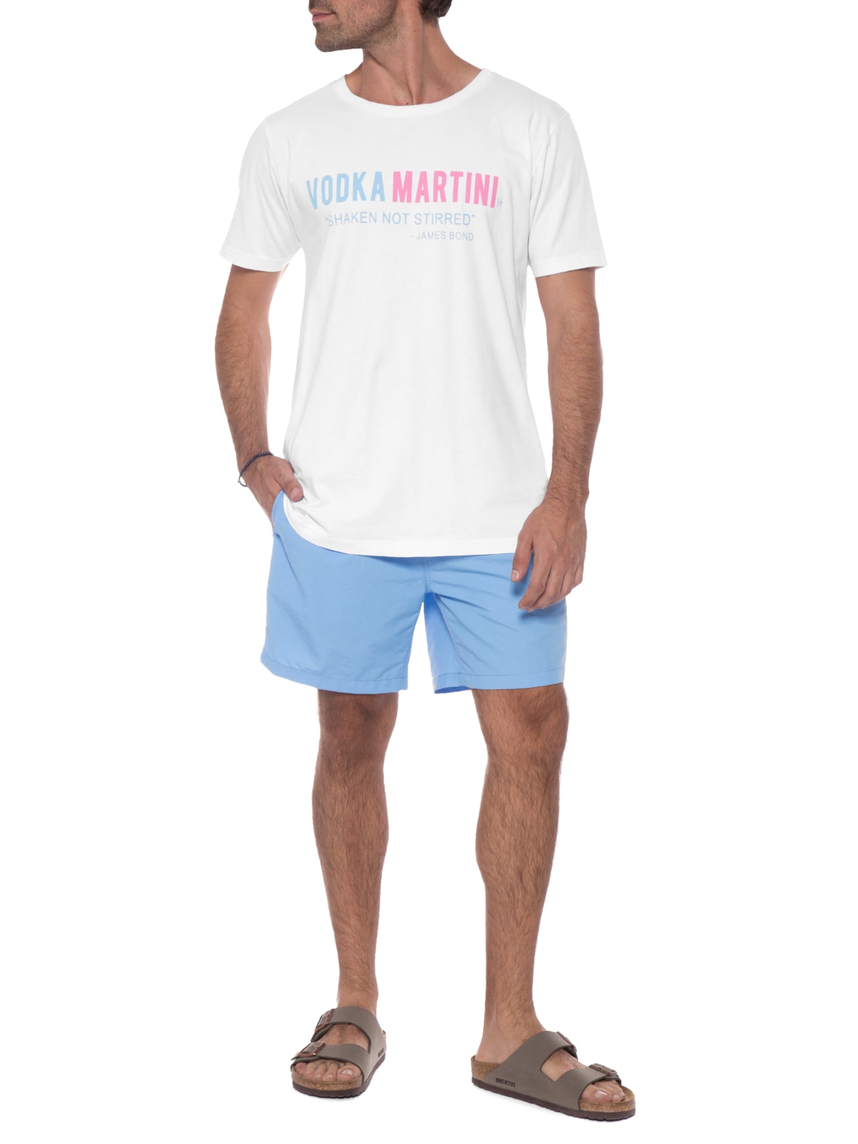 Camiseta Masculina Vodka Martini Branco Purple Yellow