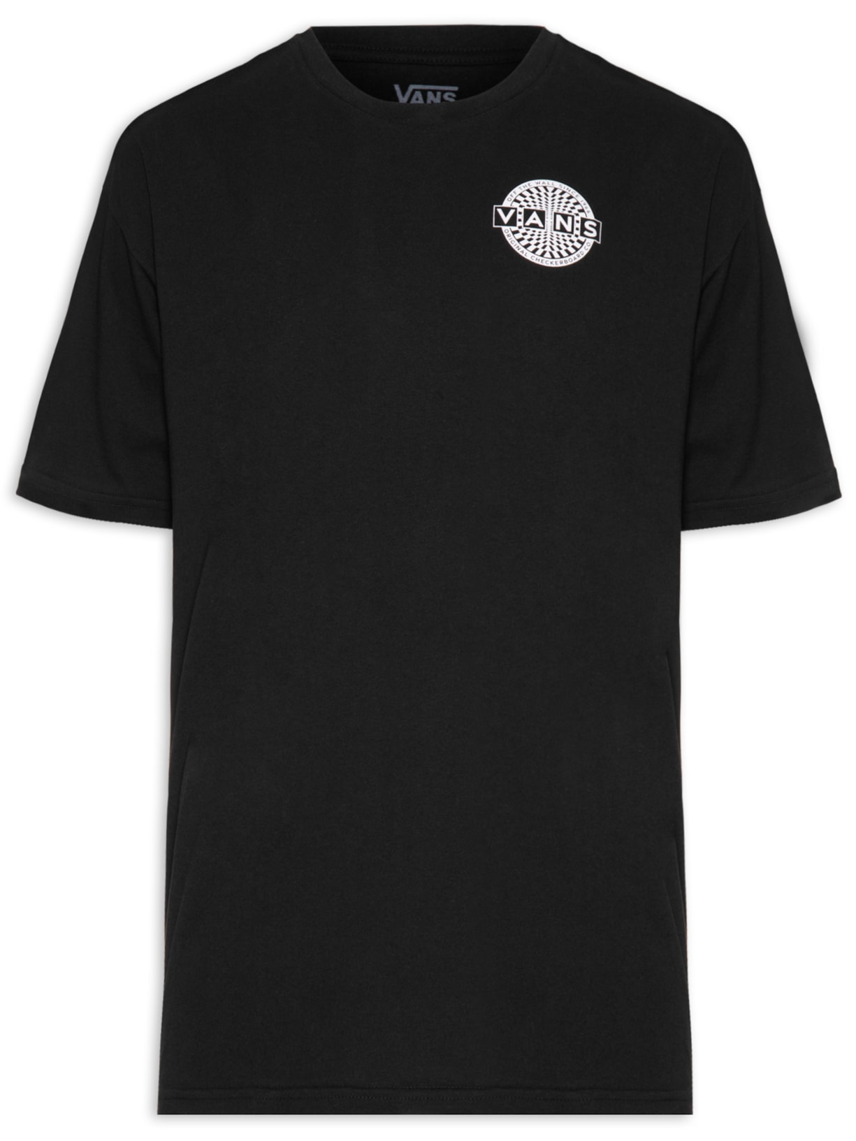 Camiseta Masculina Warped Checkerboard Logo - Preto