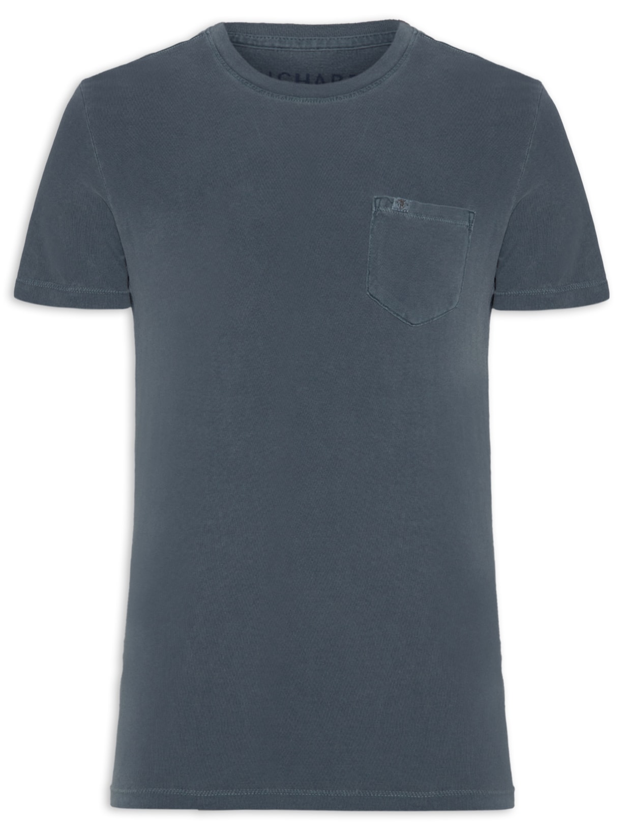 Camiseta Masculina Washed Com Bolso - Azul