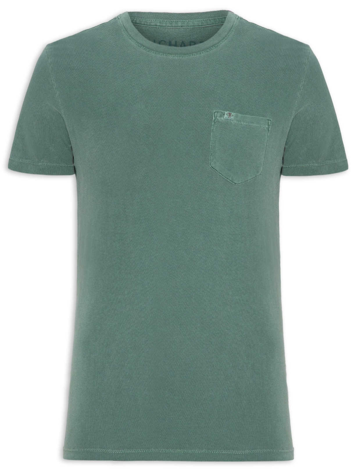 Camiseta Masculina Washed Com Bolso - Verde