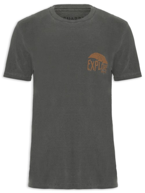 Camiseta Masculina Washed Folhagens Costas - Cinza