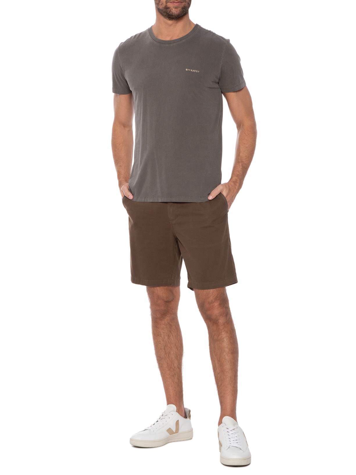 Camiseta Masculina Washed Monstera Cost Marrom Richards