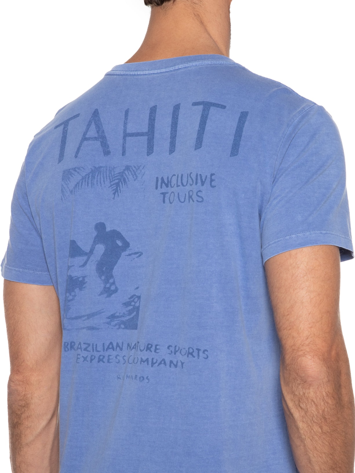 Camiseta Masculina Washed Thaiti Surf Azul Richards
