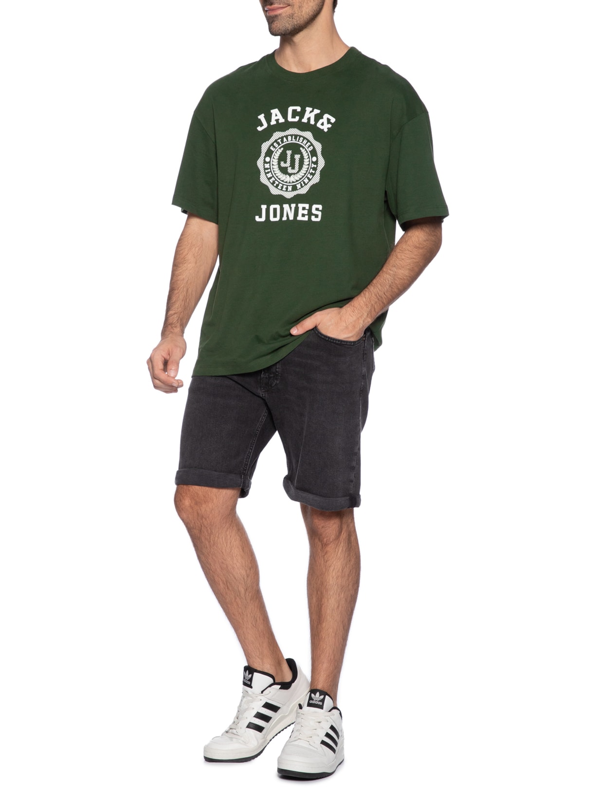 Camiseta Masculina Wide Fit Estampada Verde Jack & Jones