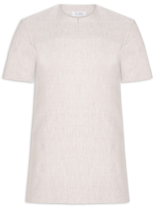 Camiseta Masculina Zíper Frontal - Bege
