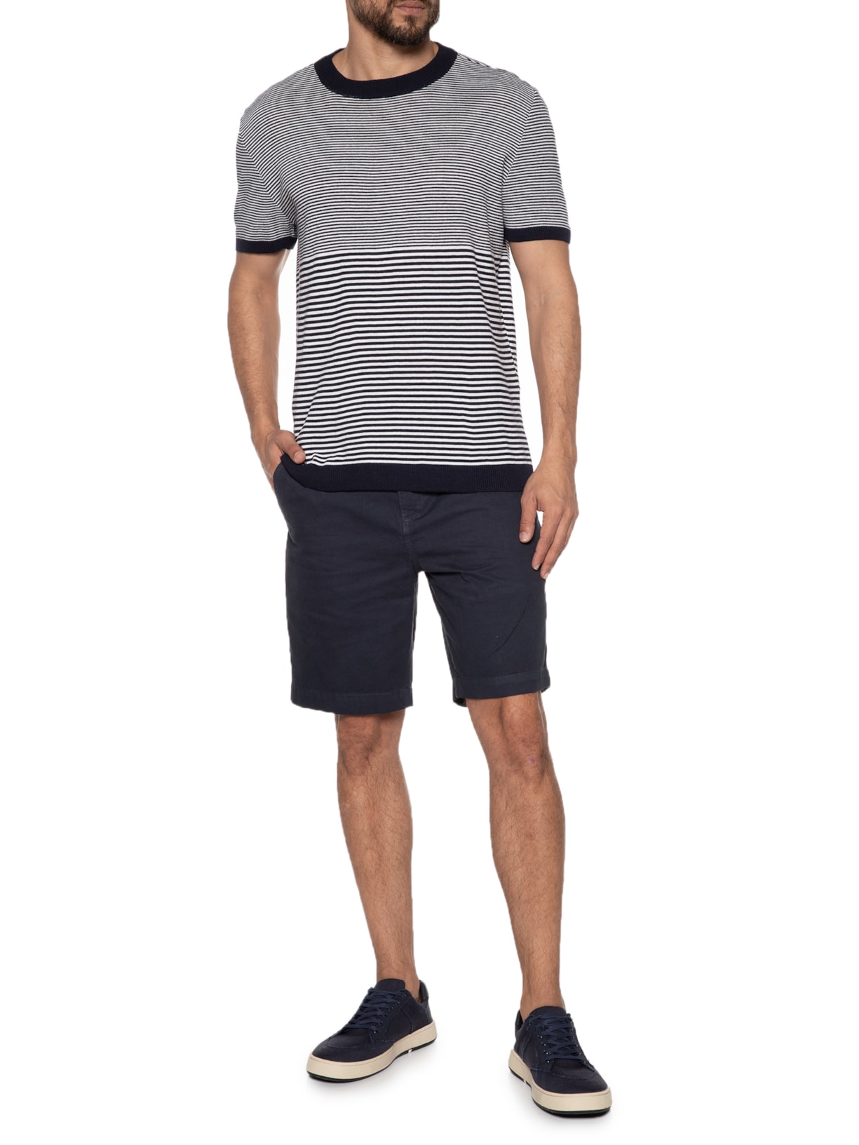 Camiseta Masculinatricot Fio Tinto Mallorca Azul Foxton