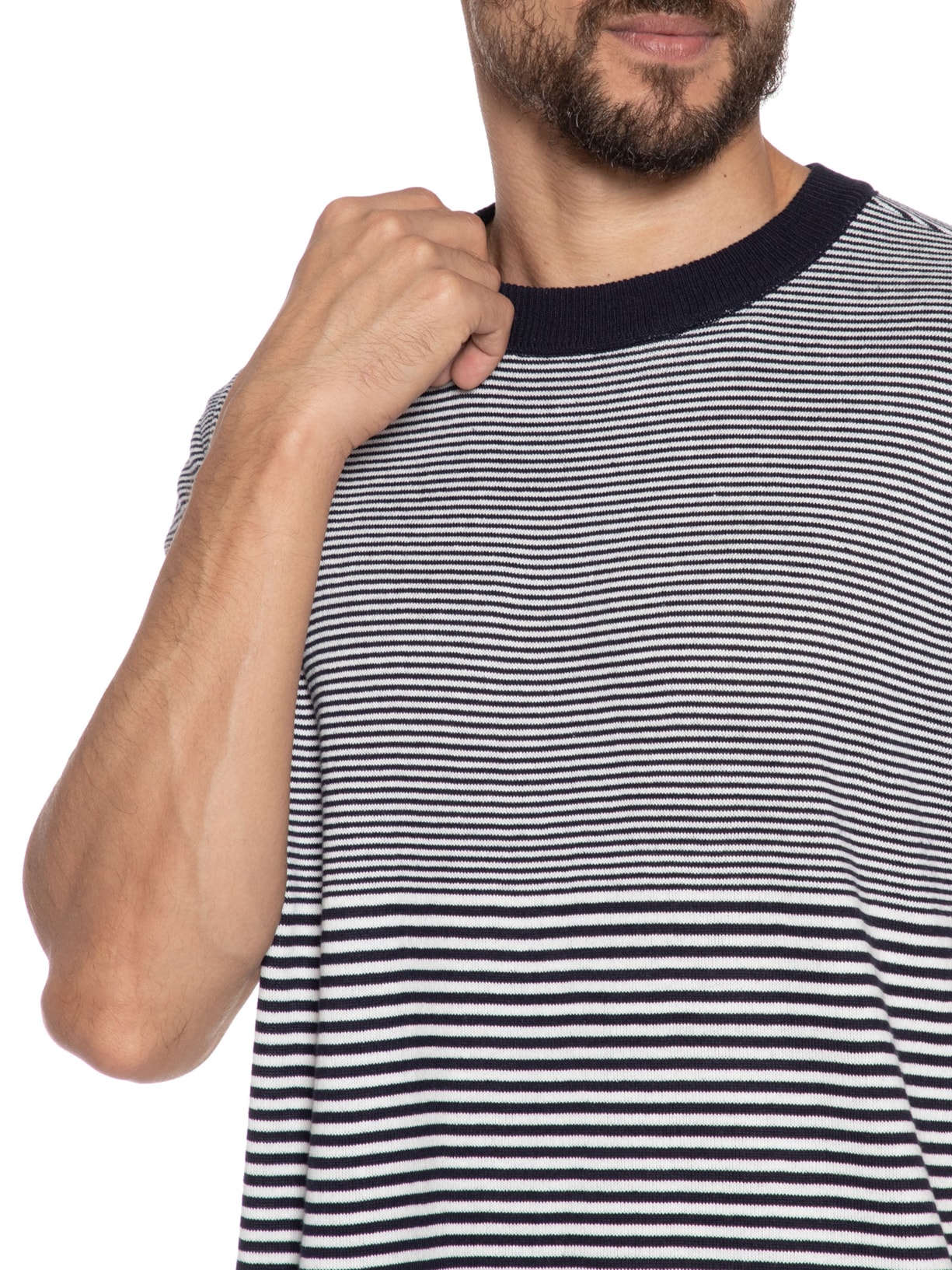 Camiseta Masculinatricot Fio Tinto Mallorca Azul Foxton