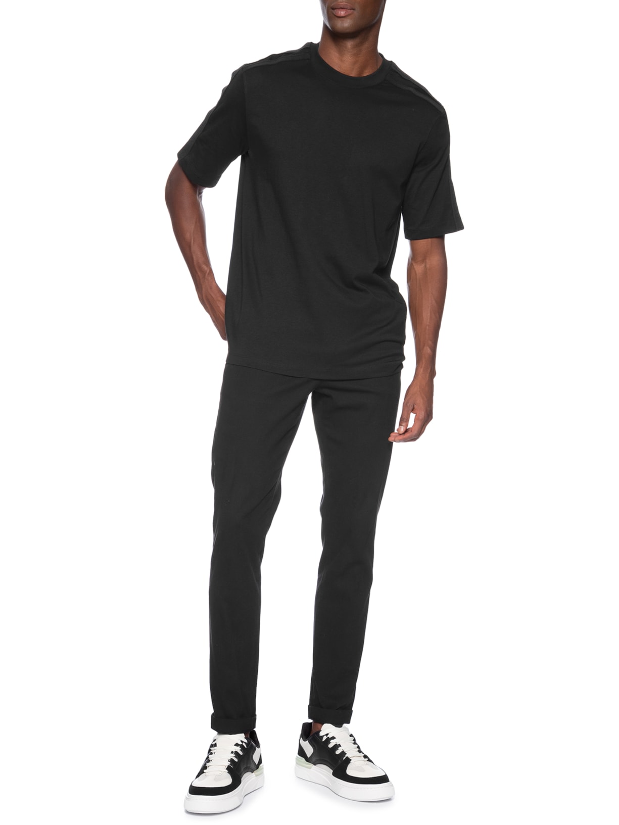 Camiseta Masculino Manga Curta Logo Faixa Preto Armani Exchange