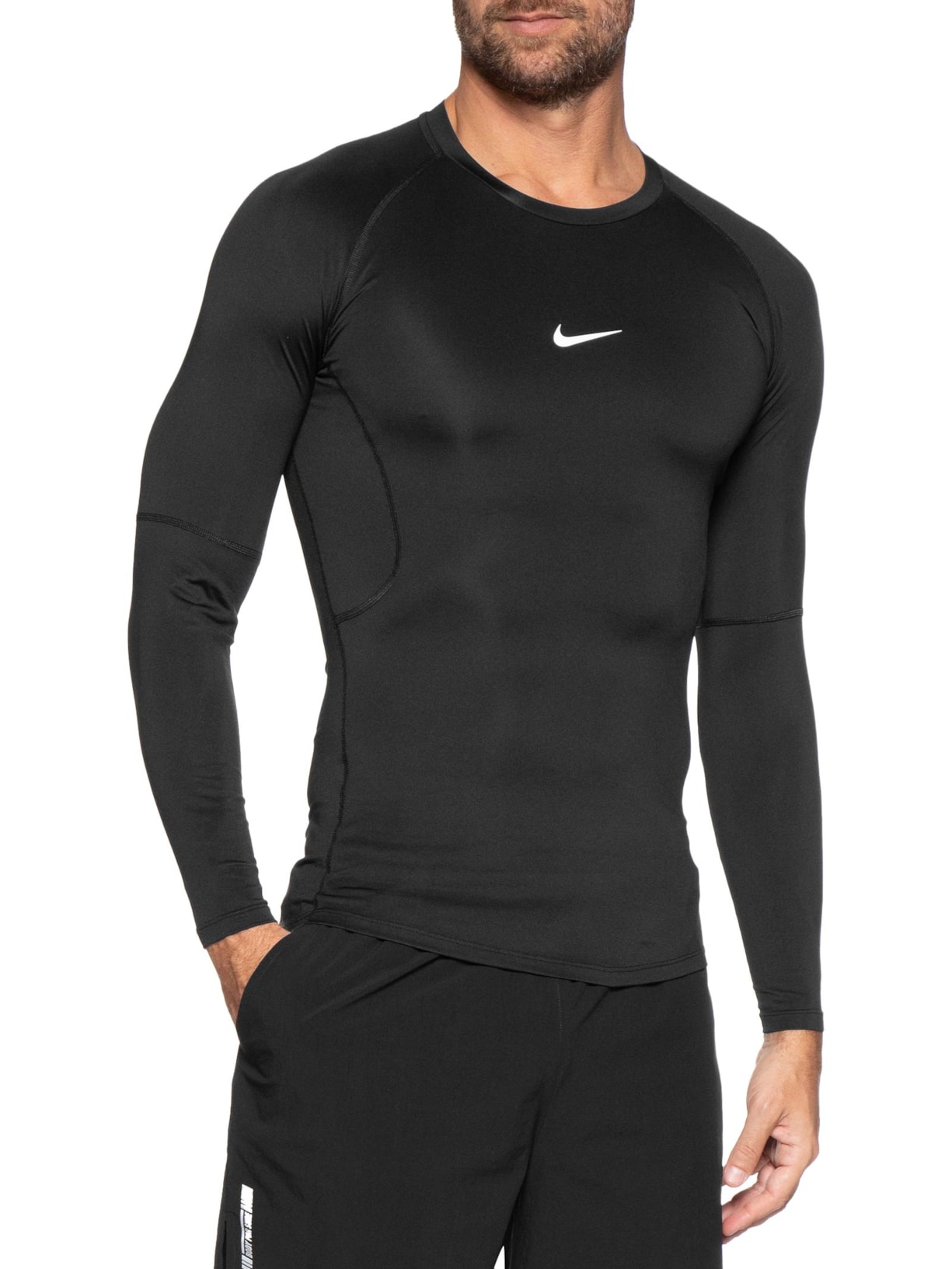 Camiseta Masculino Manga Longa Pro Dri-Fit Preto Nike