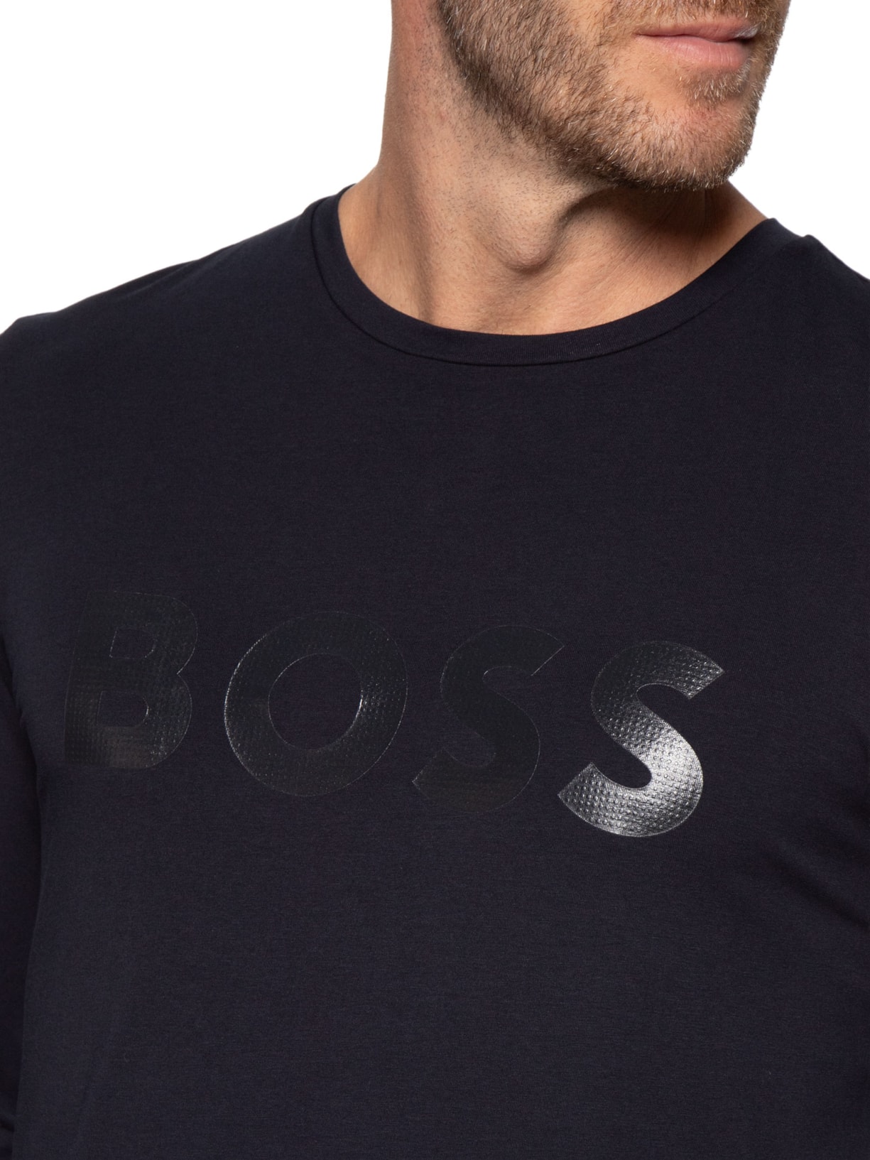 Camiseta Masculino Manga Longa Togn 3 Azul Boss