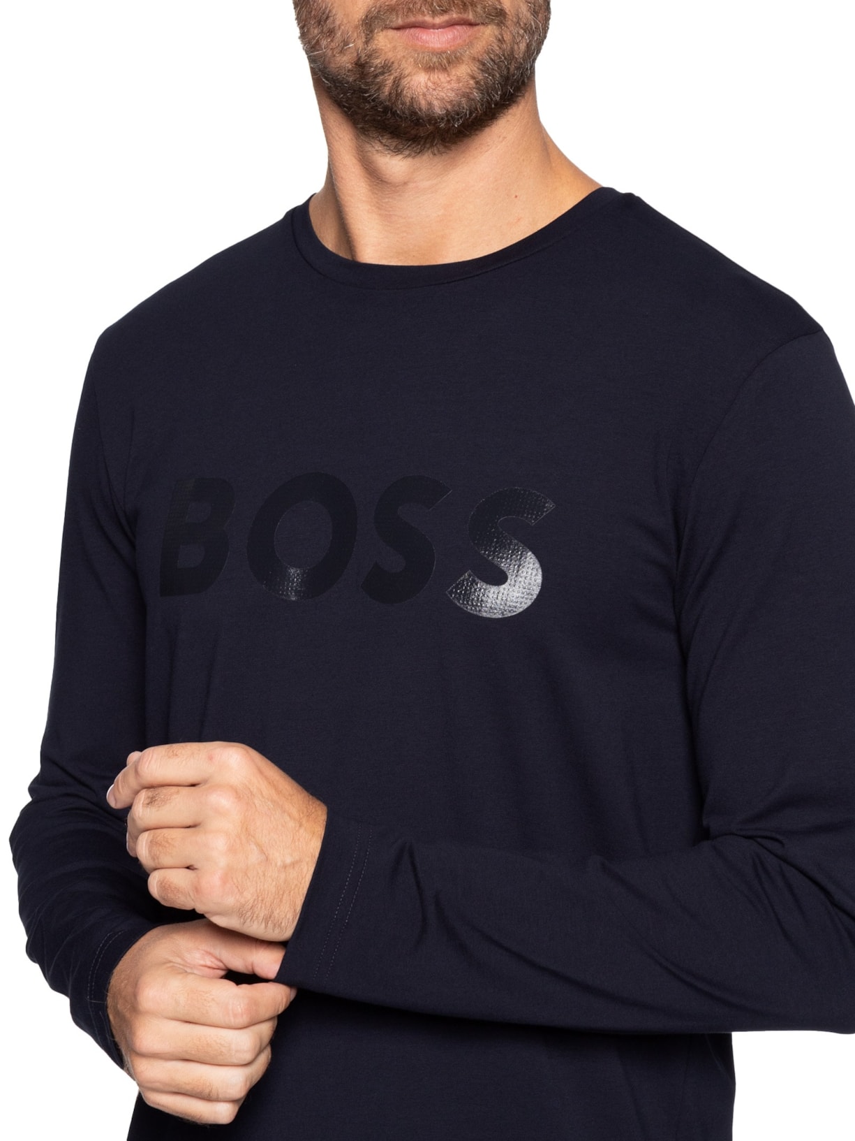 Camiseta Masculino Manga Longa Togn 3 Azul Boss