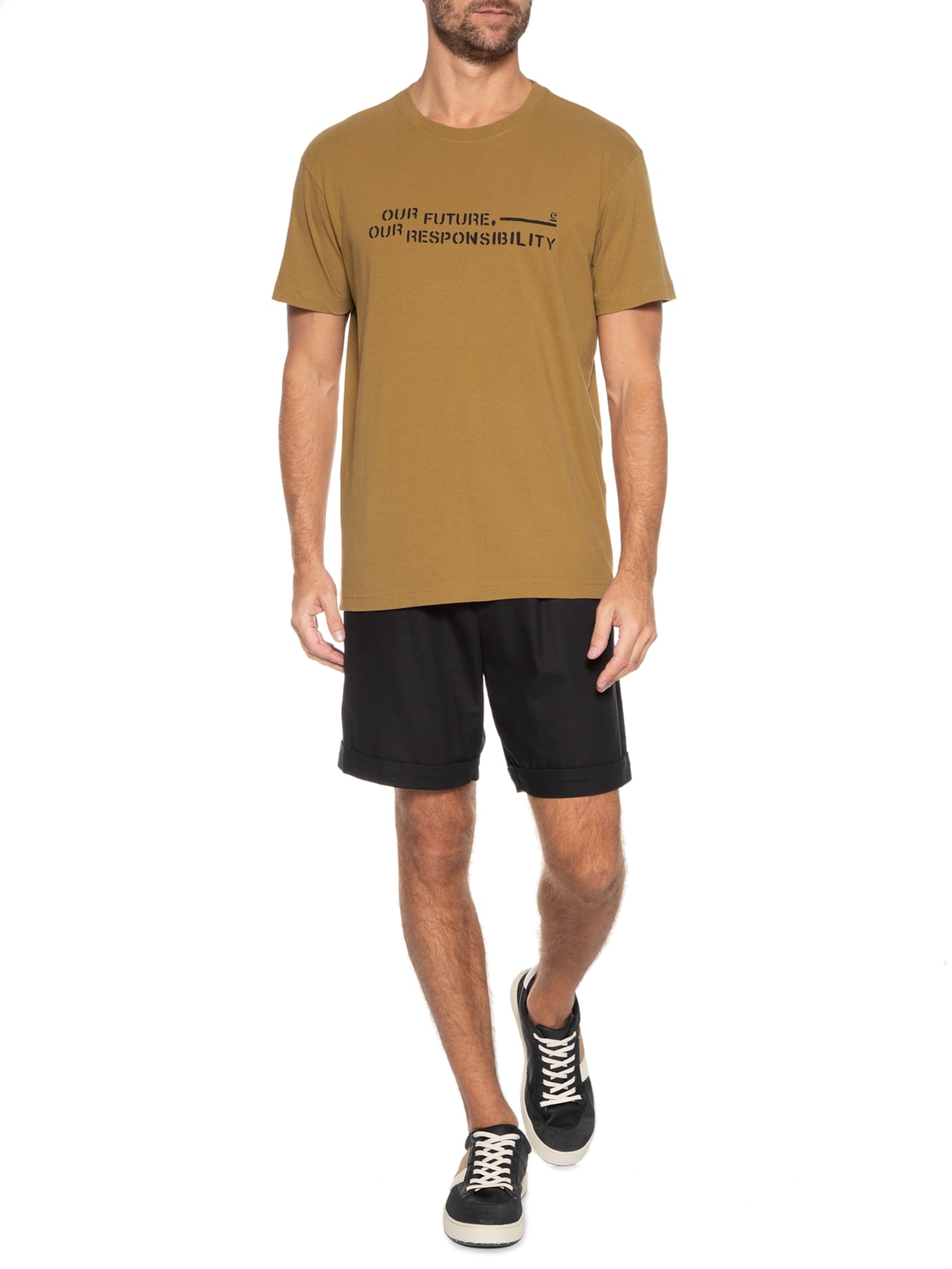 Camiseta Masculino Vint Our Future Our Responsibili Marrom Osklen