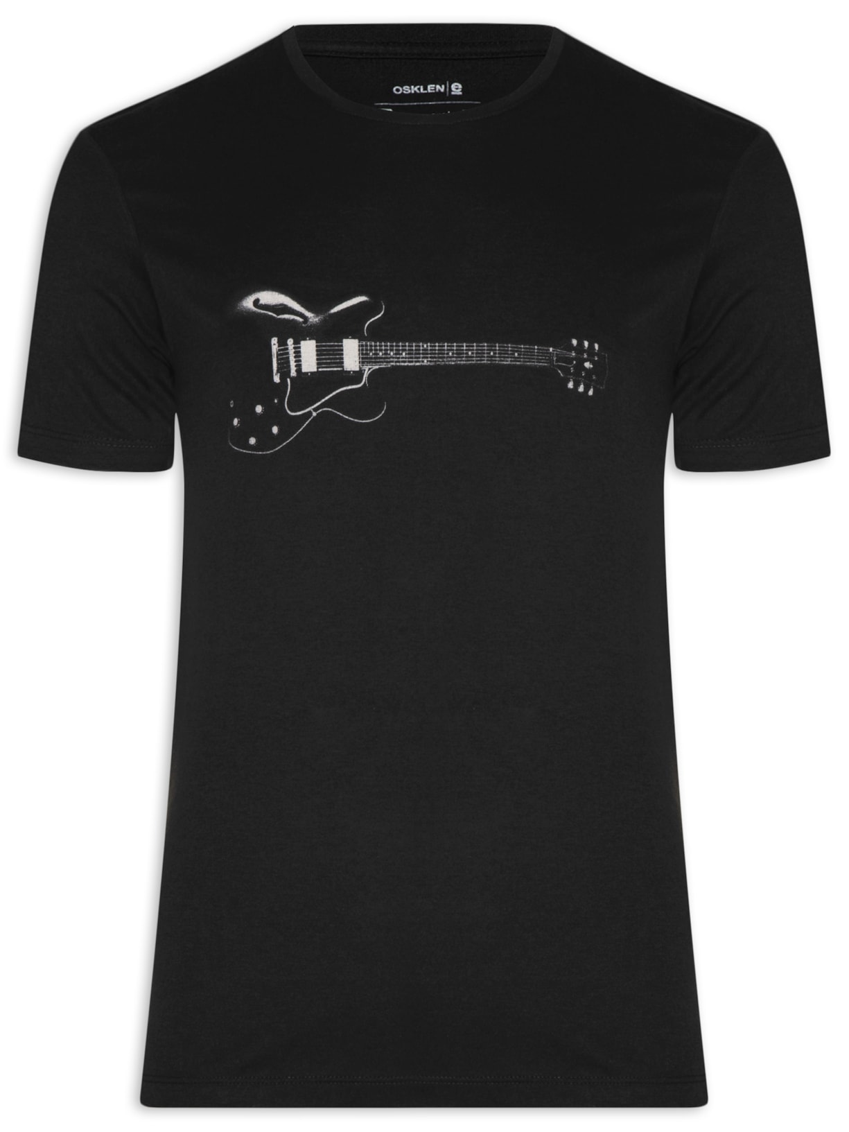 Camiseta Masculino Vintage Hollow Body Guitar - Preto