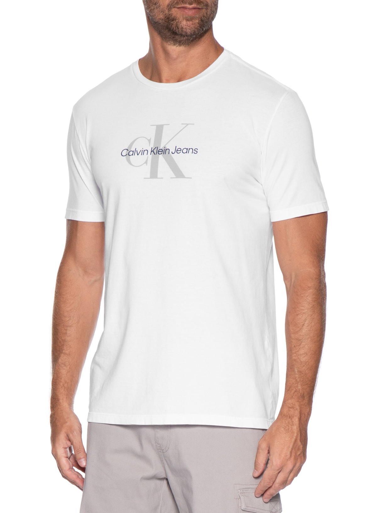 Camiseta MC CKJ Masculino Re Issue Branco Calvin Klein Jeans