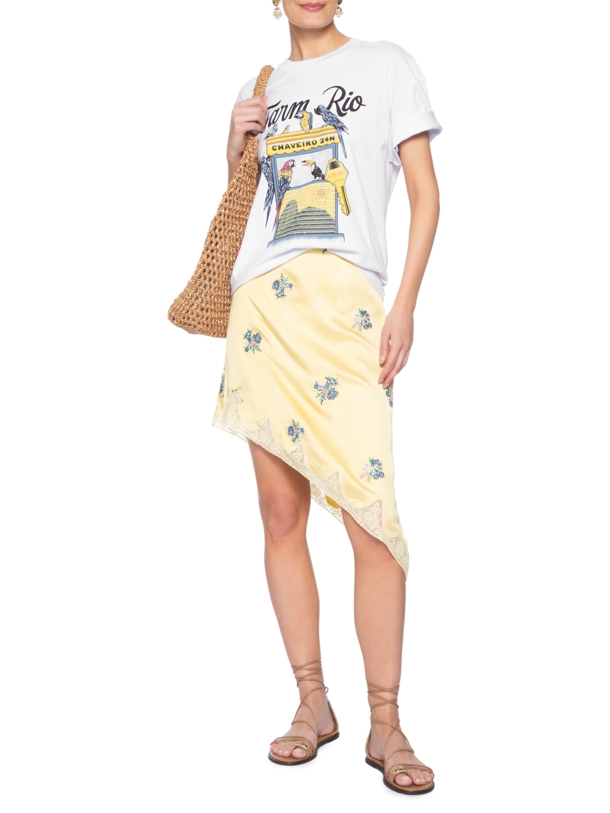 Camiseta Média Chaveiro Farm Rio – Branco Farm