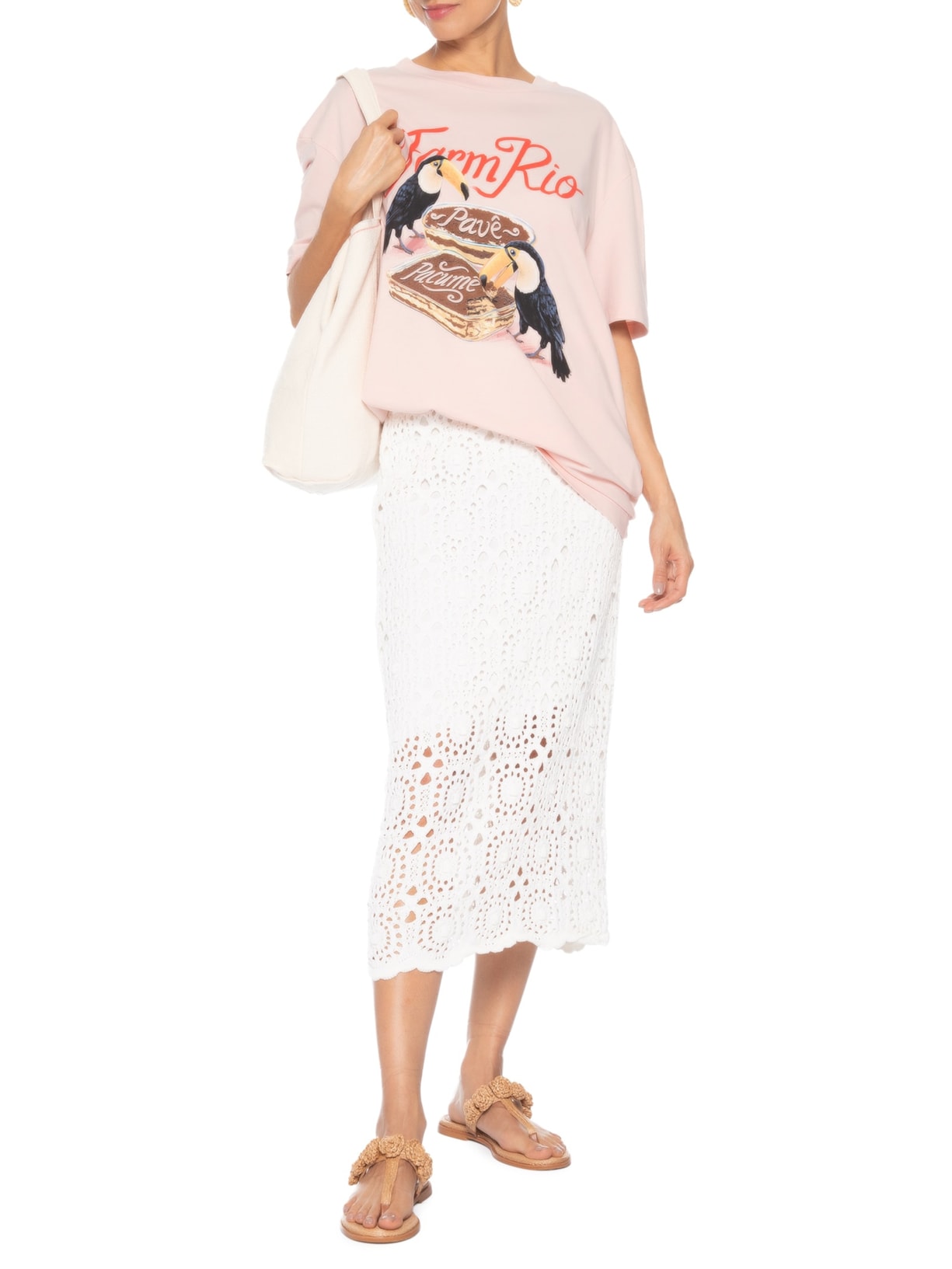 Camiseta Média Pave Rosa Farm