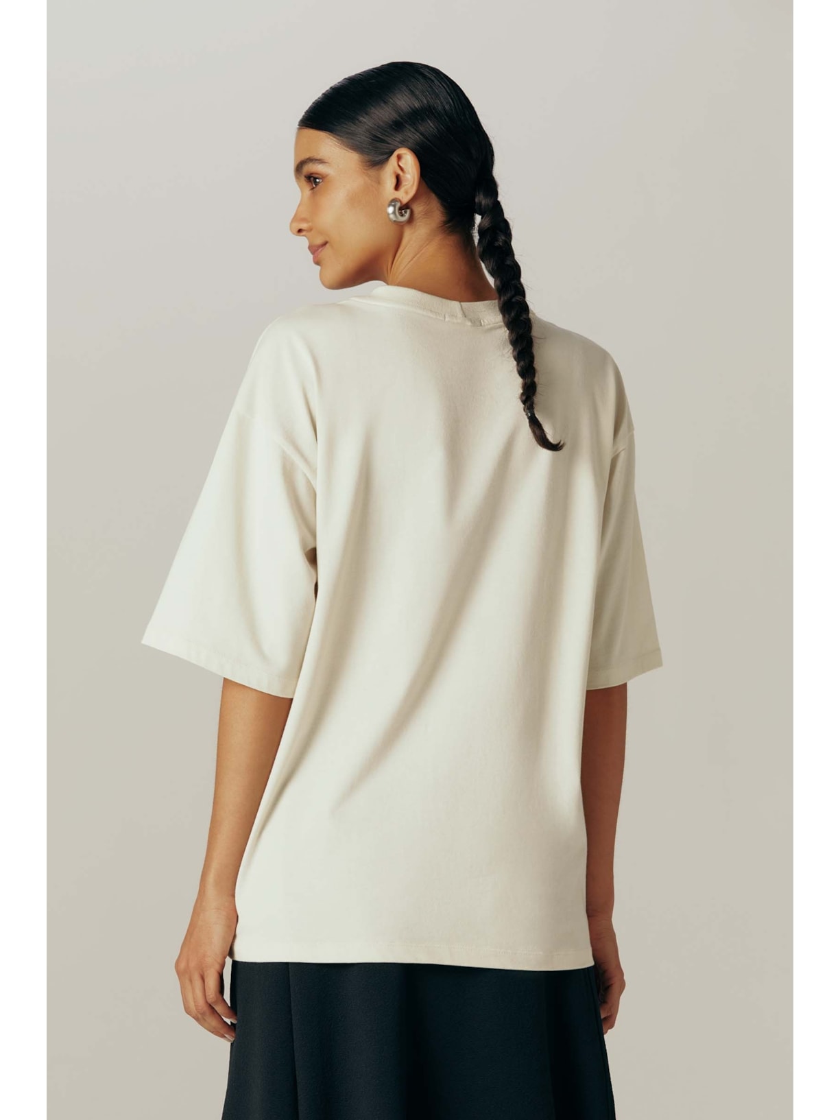 Camiseta Oversized Creme Algodão Symbols Yogini