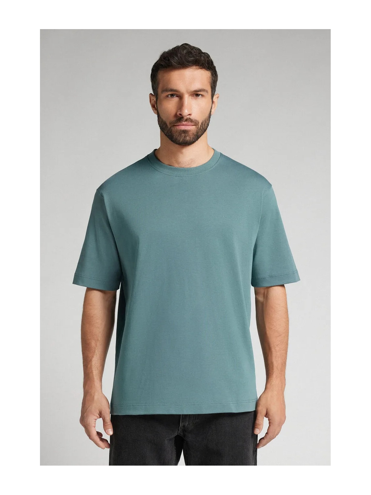 Camiseta Oversized Interlock Em Algodão Verde Intimissimi