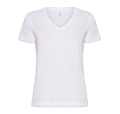 Camiseta Pima Manga Curta Gola V - Branco