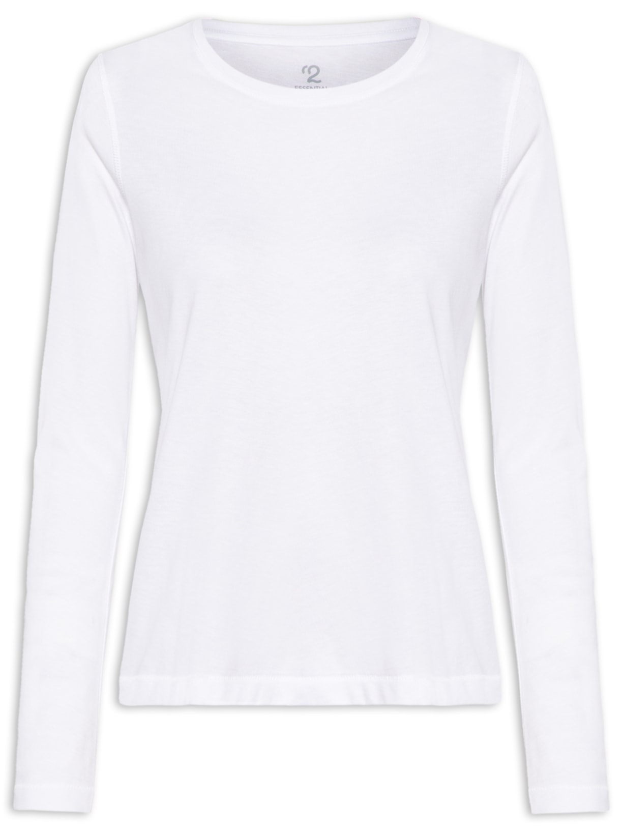 Camiseta Pima Manga Longa Decote U - Branco
