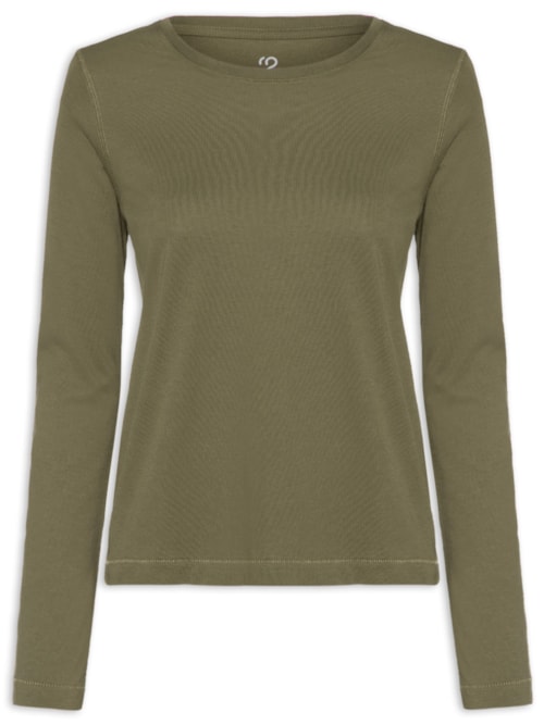 Camiseta Pima Manga Longa Decote U - Verde