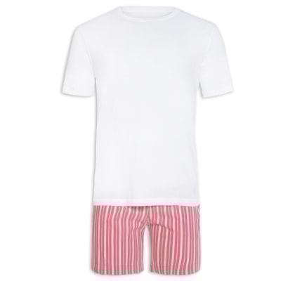 Camiseta Pima Pijama Masculino Curto - Branco