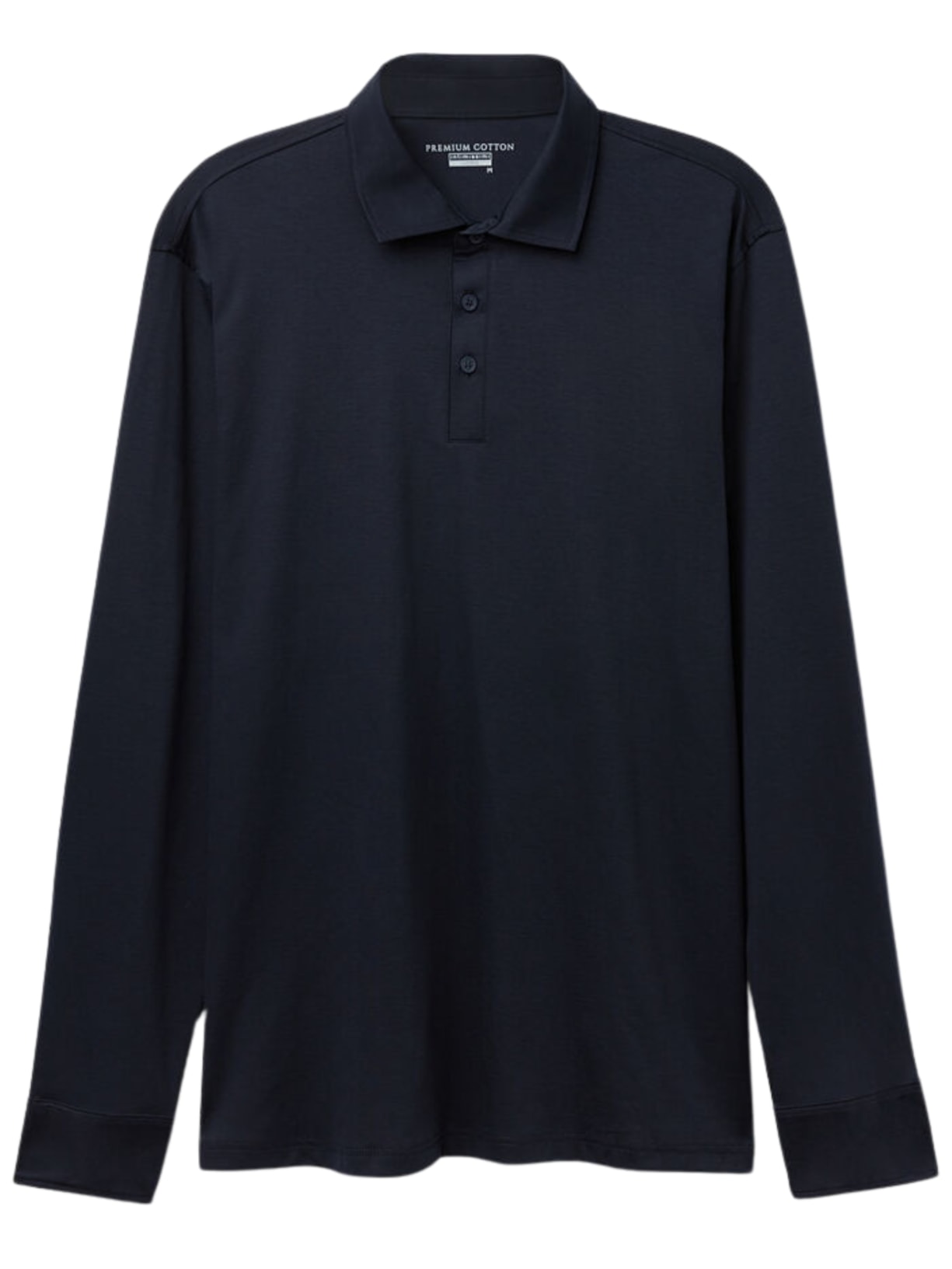 Camiseta Polo De Manga Comprida Em Algodão Mercerizado - Azul