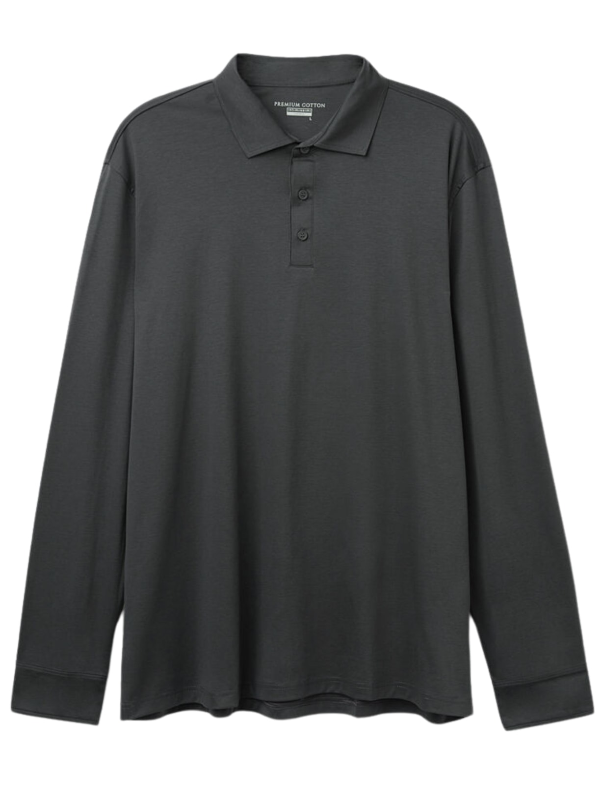 Camiseta Polo De Manga Comprida Em Algodão Mercerizado - Cinza