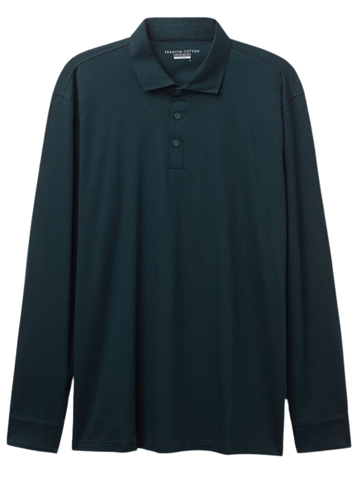 Camiseta Polo De Manga Comprida Em Algodão Mercerizado - Verde