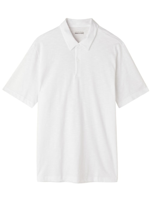 Camiseta Polo De Manga Curta Em Algodão Slub - Branco
