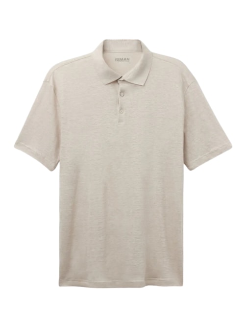 Camiseta Polo De Manga Curta Em Linho - Preto