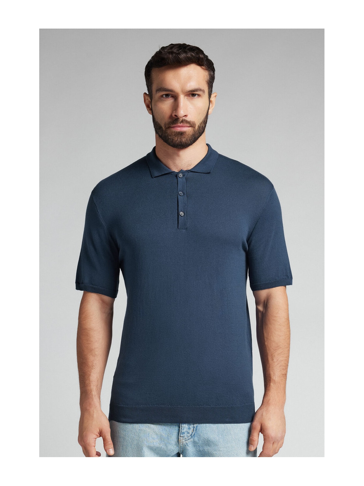 Camiseta Polo Em Algodão Azul Intimissimi
