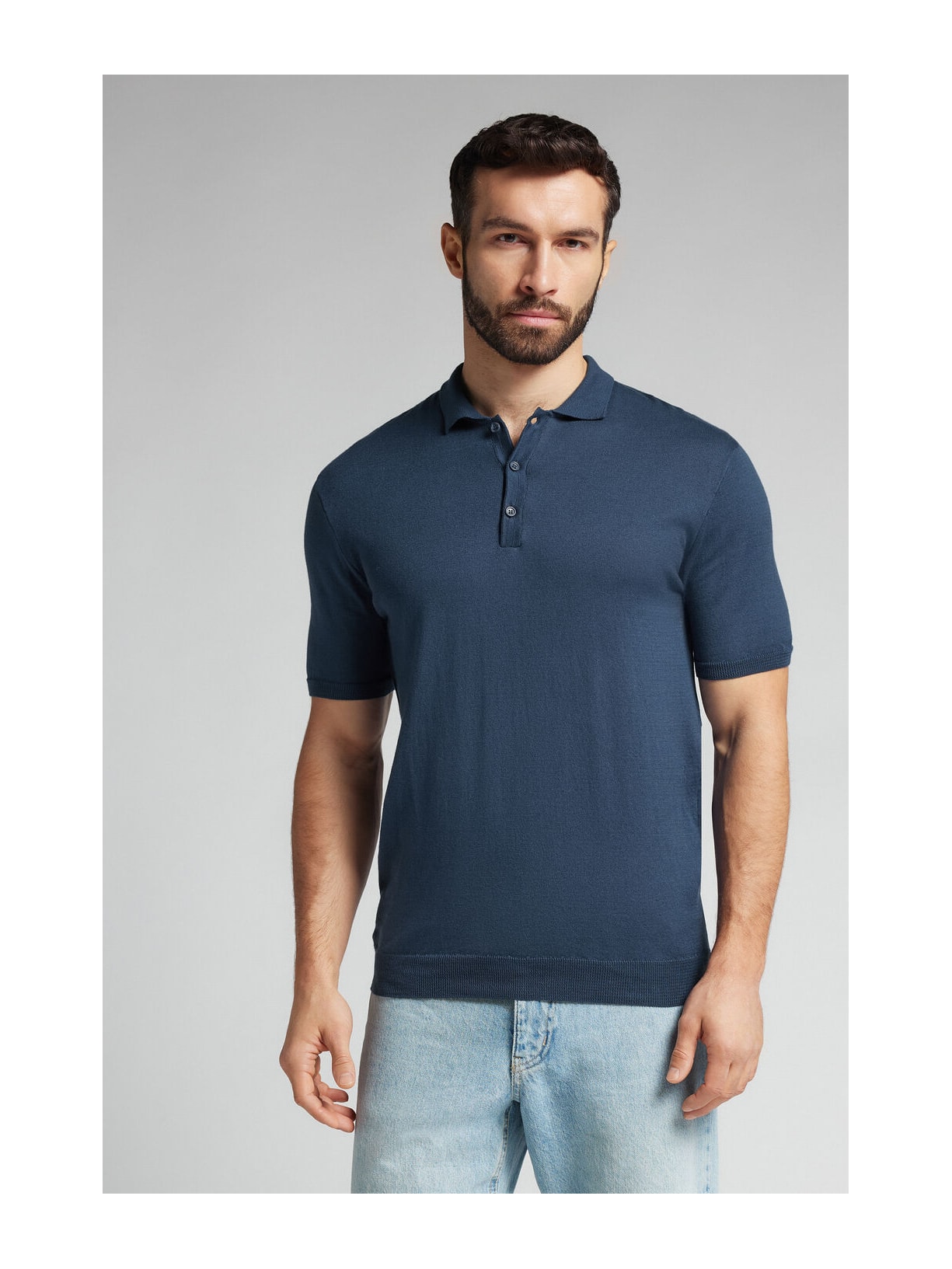 Camiseta Polo Em Algodão Azul Intimissimi