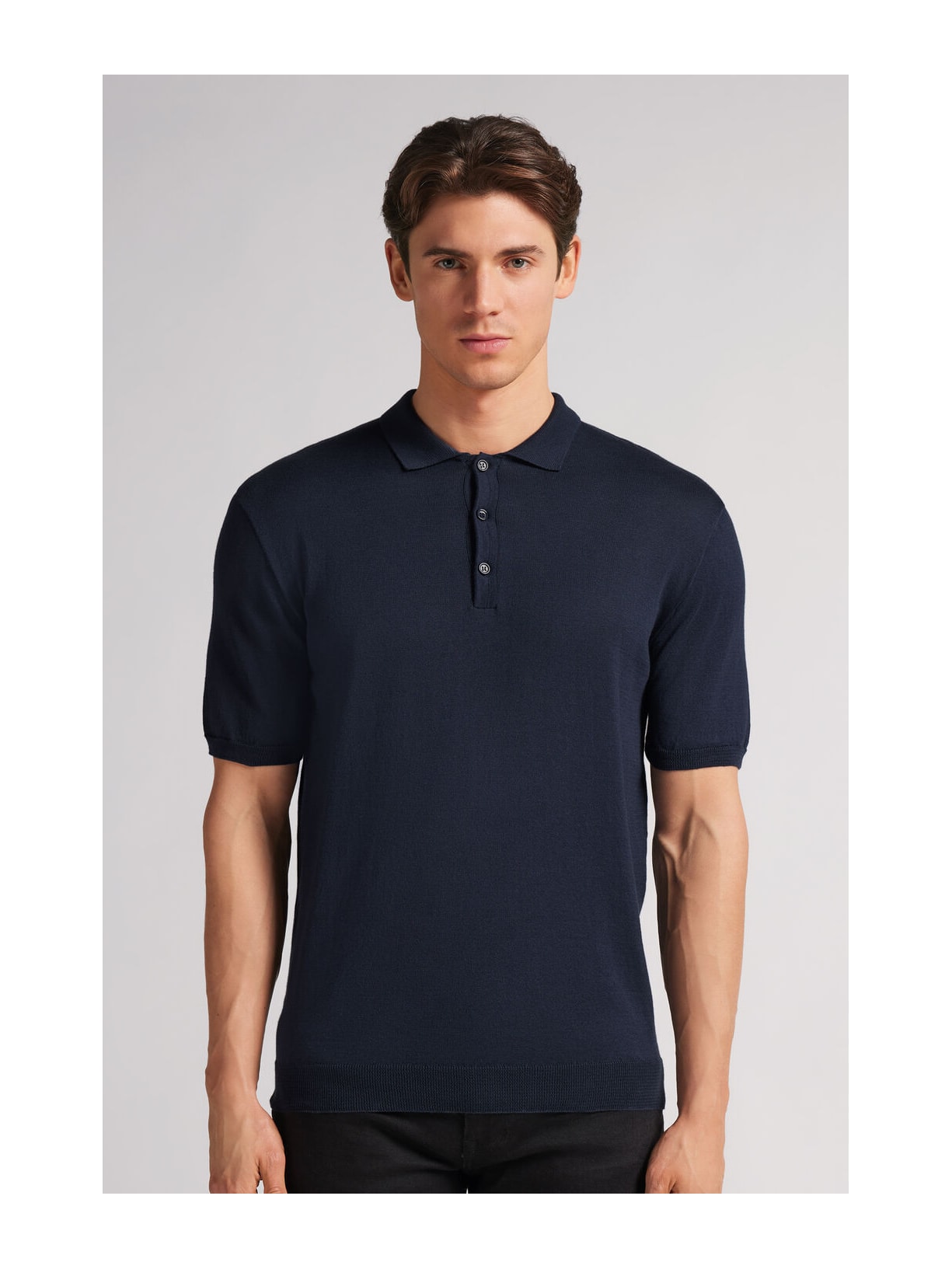 Camiseta Polo Em Algodão Azul Intimissimi